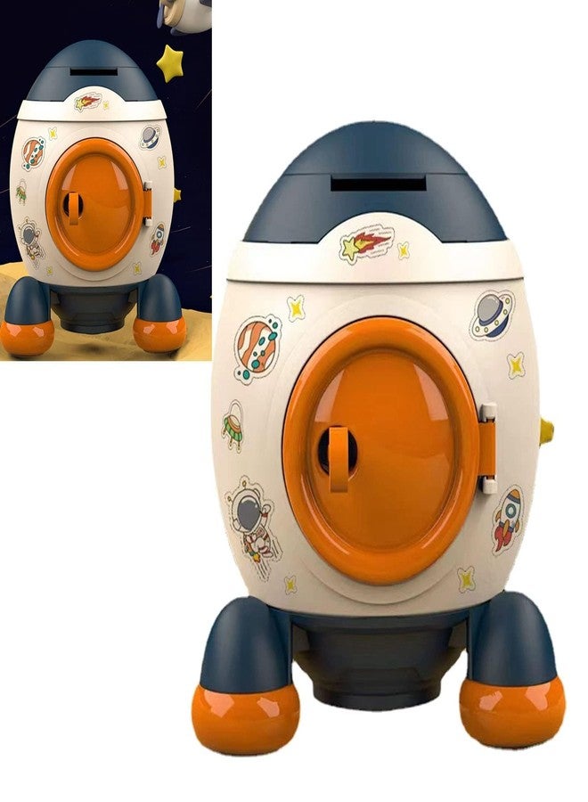 Beufee Piggy Bank, Space Rocket Cartoon Style Money Bank Kids Savings Box Kids Coines Money Saving Jar for Boys Girls (Morandi Blue) - Image 4
